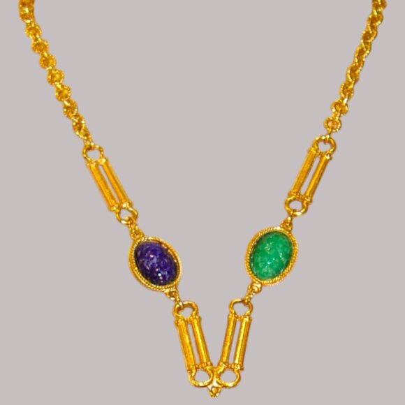 Accessocraft Egyptian Revival Statement Necklace Scarab Signed Rare Collectible - Picture 3 of 7